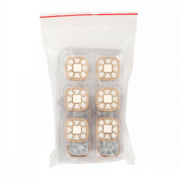 Пуговицы на ножке металлические 28L=18мм, С-MP07 цв.золото/белый, 10 шт