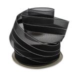 Лента капроновая (органза) с люрексом, 44 мм, 27 м (черный/сер.)