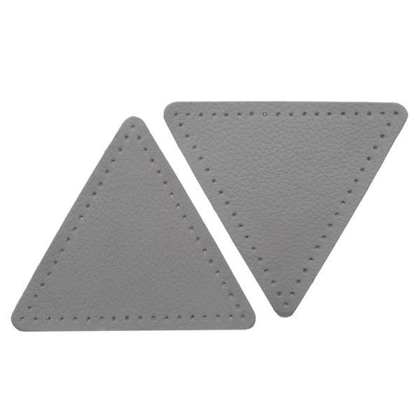 Заплатки пришивные из кожи, треугольник равносторонний 8см с перфорацией, 2 шт, 100% кожа, 07 серый, 9126