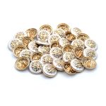 Пуговицы на ножке 36L (23мм), металл (White/G белый с золотом), 36 шт, ME 645