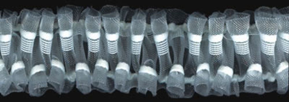 Лента (тесьма) шторная: сборка шахматная (1:2.5) 42 мм / 50 метров, прозрачный, Blitz T742S
