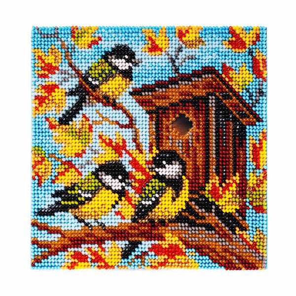 Набор для вышивания бисером Кроше (Радуга бисера) Т29_5206, Синички 14х14см