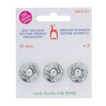 Кнопка пришивная металл 21 мм, серебристый, без никеля, 3 шт, Pony, 76531/01