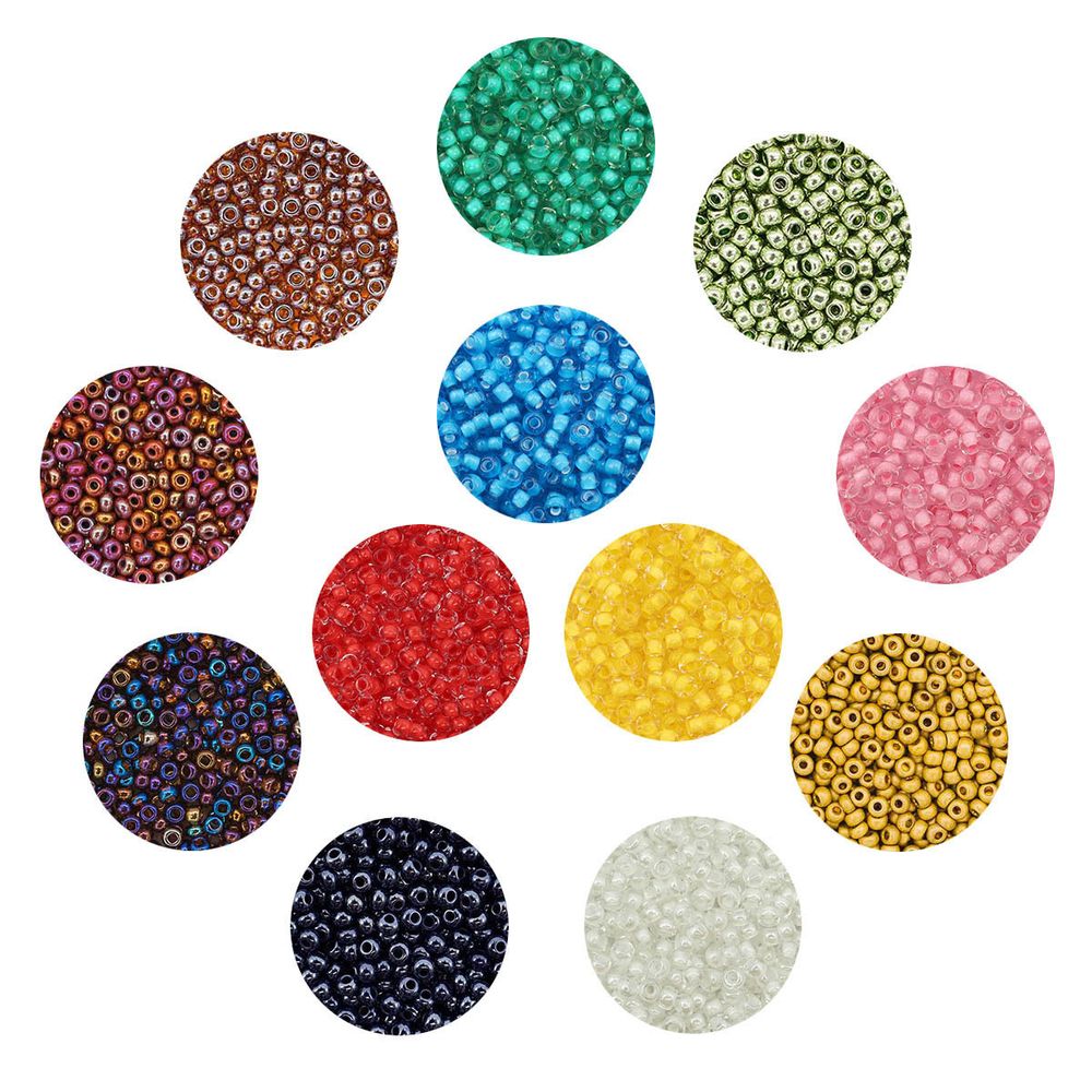 Набор бисера Preciosa 12 цветов по 5 гр с контейнером, № 10/0 (2.3 мм), диаметр 2,3 мм, 60 гр