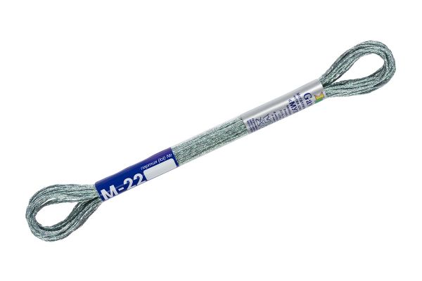 Мулине Gamma металлик, цв.М-22 серебряный, 12 мотков по 8 метров