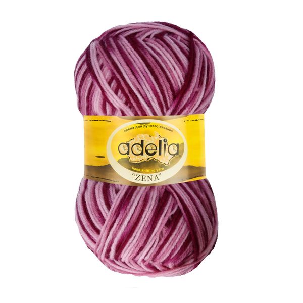 Пряжа Adelia Zena / уп.5 мот. по 100г, 308м, 71 св.розовый-т.розовый-фиолетовый