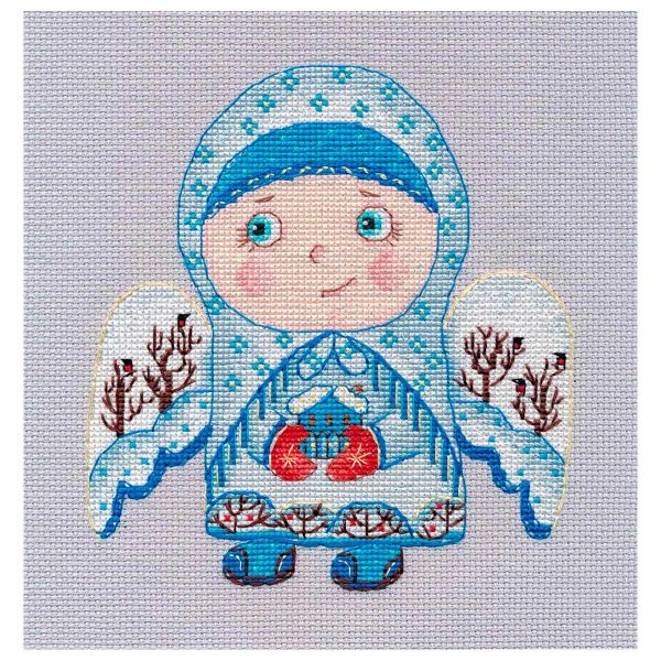 Набор для вышивания нитками Овен, Зимний ангел, 13х15см