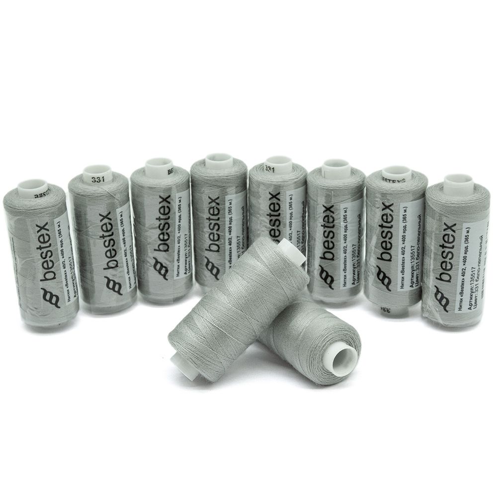 Нитки швейные бытовые Bestex 40/2, 365 м (400 ярд) / 10 кат., 331 пепельно-сиреневый