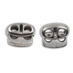 Фиксатор (зажим) для шнура металл плоский, 2 отв., 12х13.5 мм, (in ⌀3 мм), мет. цв.никель, 20 шт