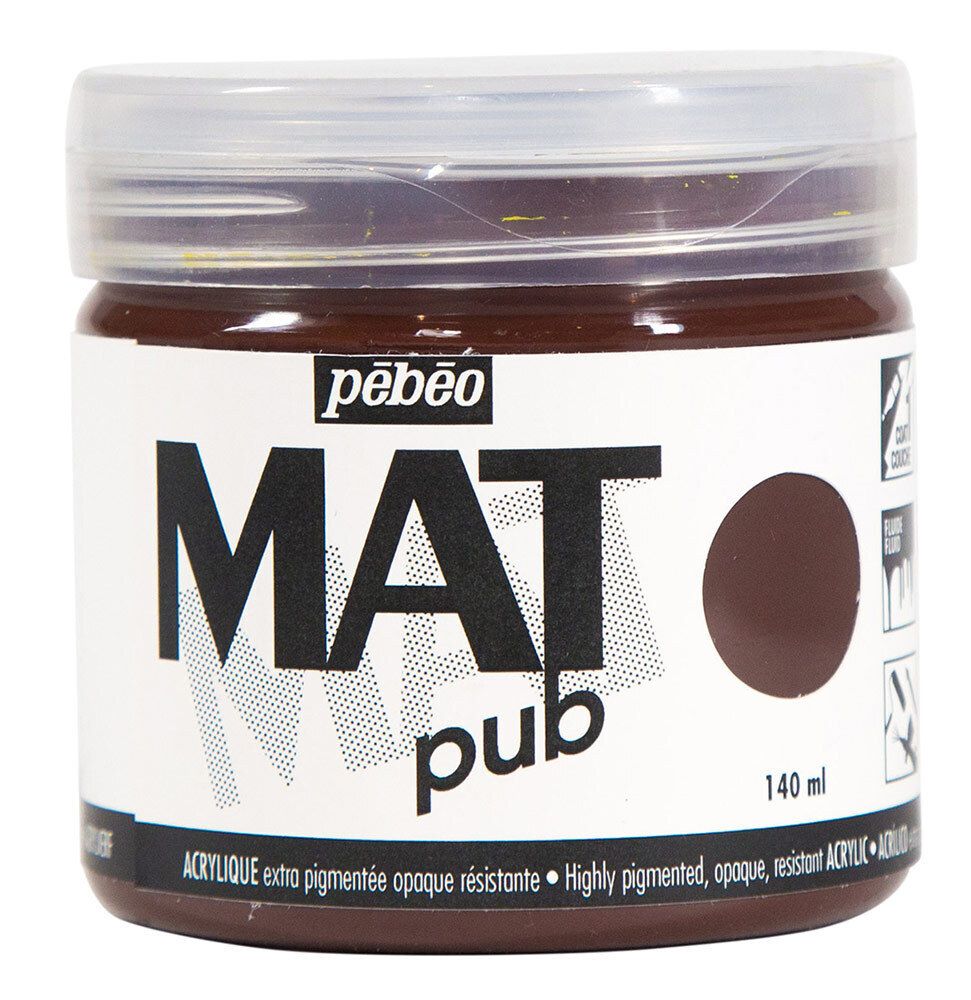 Краска акриловая экстра матовая Mat Pub 1, 140 мл, 256022 умбра жженая, Pebeo