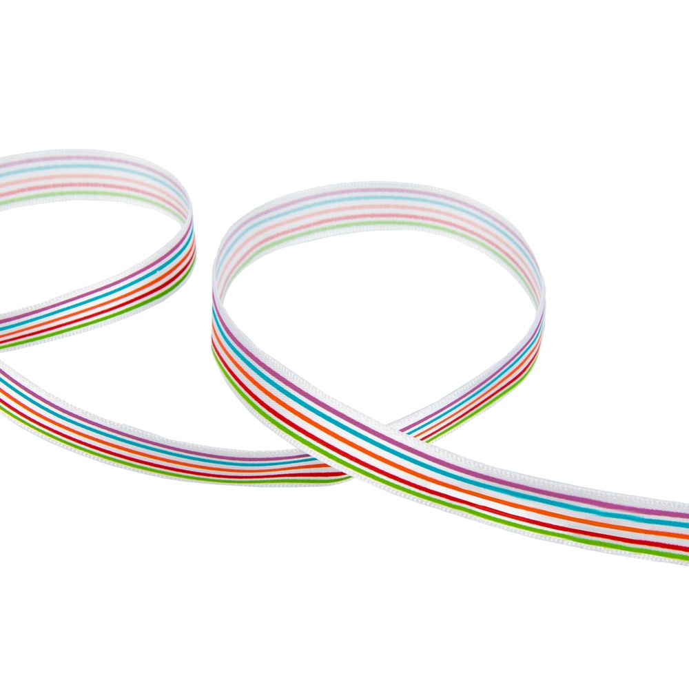 Лента атласная с рисунком 12.0 мм / 22.8 метров, L1/001 полоски/белый, Gamma ALP-125