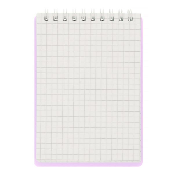 Блокнот с пластиковой обложкой, тиснение серебряной фольгой, 500 мкр, на гребне, A6 60 л., 4 шт, клетка, Лиловый 01042, Светоч 60Б31