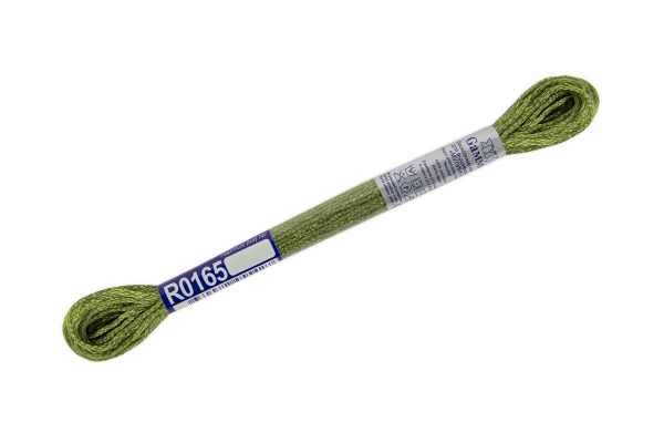 Мулине Gamma вискоза 100%, цв.R0165 хаки-зеленый, 12 мотков по 8 метров