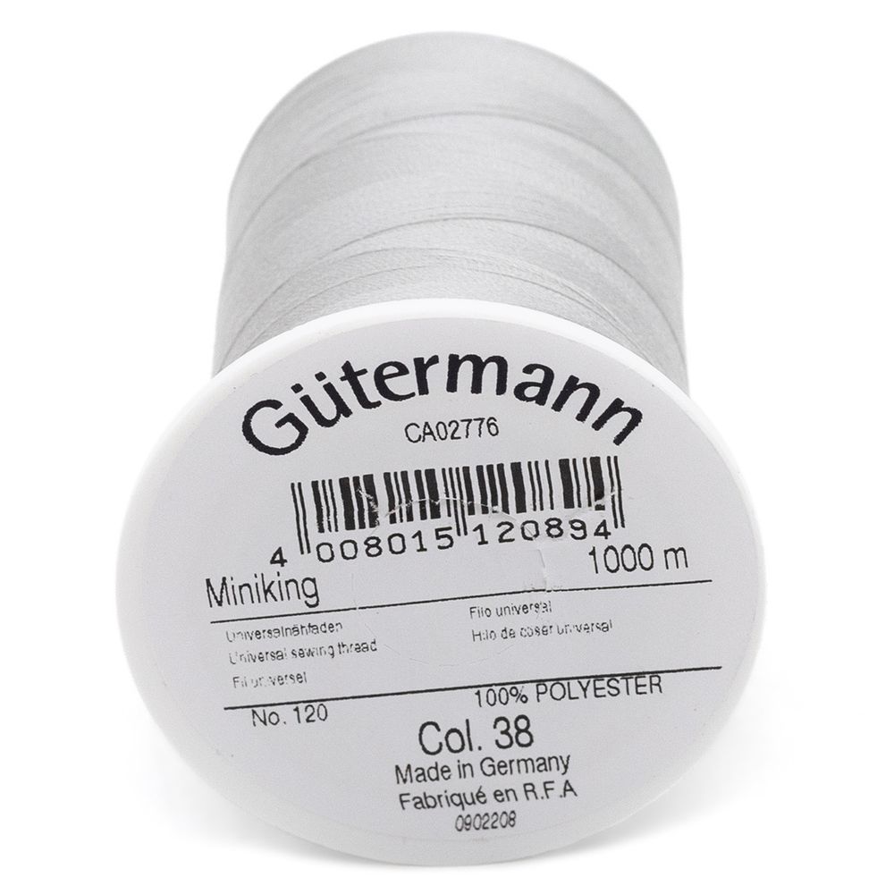 Нитки оверлочные Gutermann Miniking, 1000м, 038 св.серый, 5 катушек