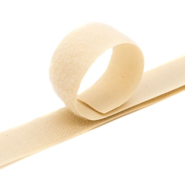 Лента контактная липучка (велкро) пришивная 25 мм / 25 метров, 5028 бежевый, ПАРА (крючок+петля), качество 