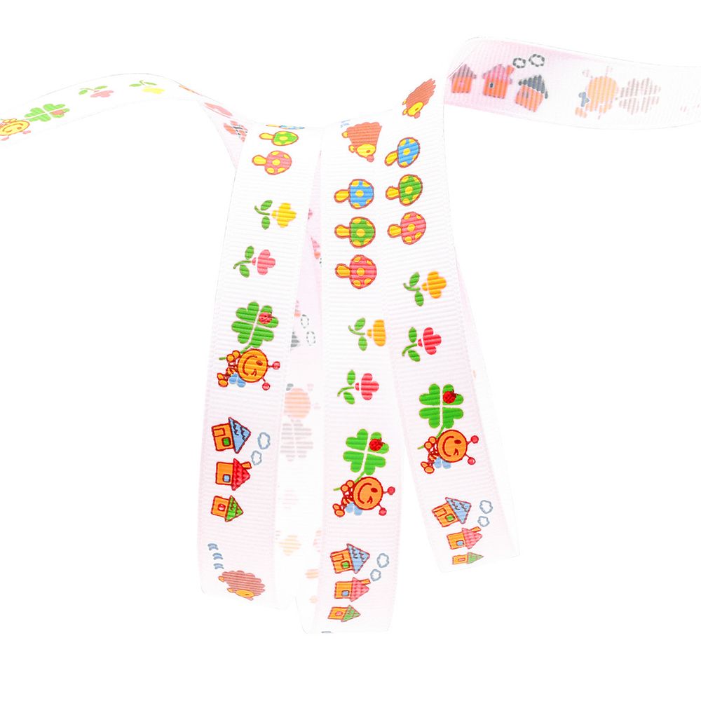 Лента репсовая (в рубчик) PREMIUM Ежик и Пчелка, 16 мм, 22,5м (A5-001 белый)