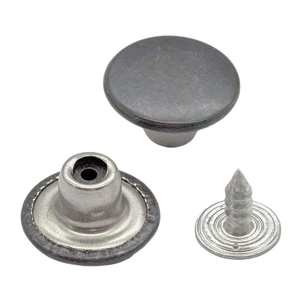 Пуговицы джинсовые ⌀14 мм, фиксированная ножка, сталь, гладкая, оксид, 100 шт, New Star