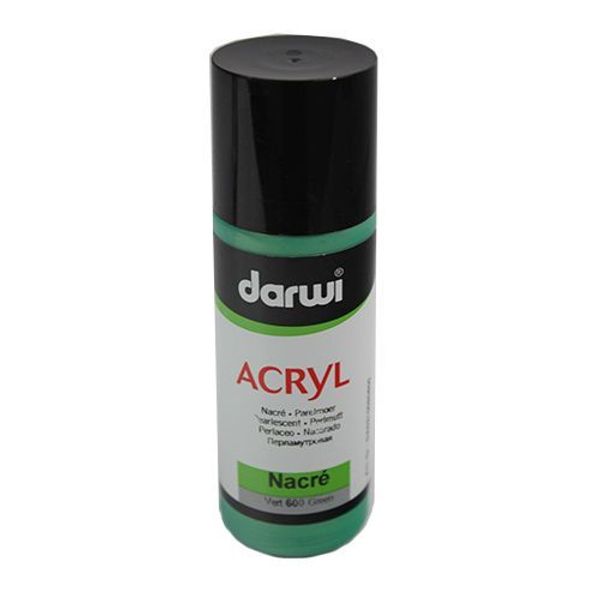 Краска акриловая Darwi Nacre, 80мл, Перламутровая, 600 зеленый