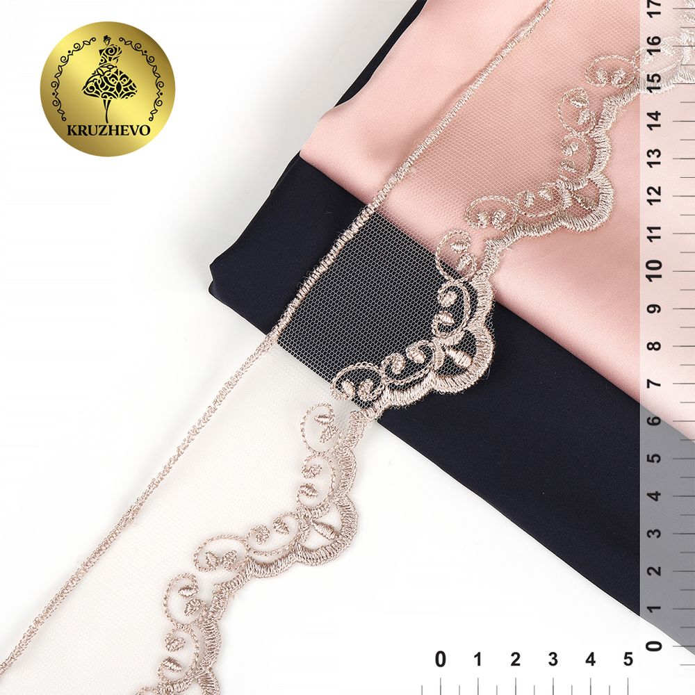 Кружево на сетке 50 мм / 13.71 метра (жесткая сетка), Exclusive TBY 2BS228K1, цв.N4815 кофе, Kruzhevo