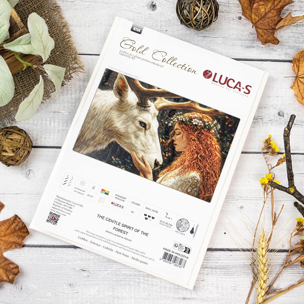 Набор для вышивания нитками Luca-S G724, гобелен Нежный дух леса 33х20см
