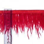 Перья на ленте Страус 8 см, FBY-08-055, цв. красный, 2м