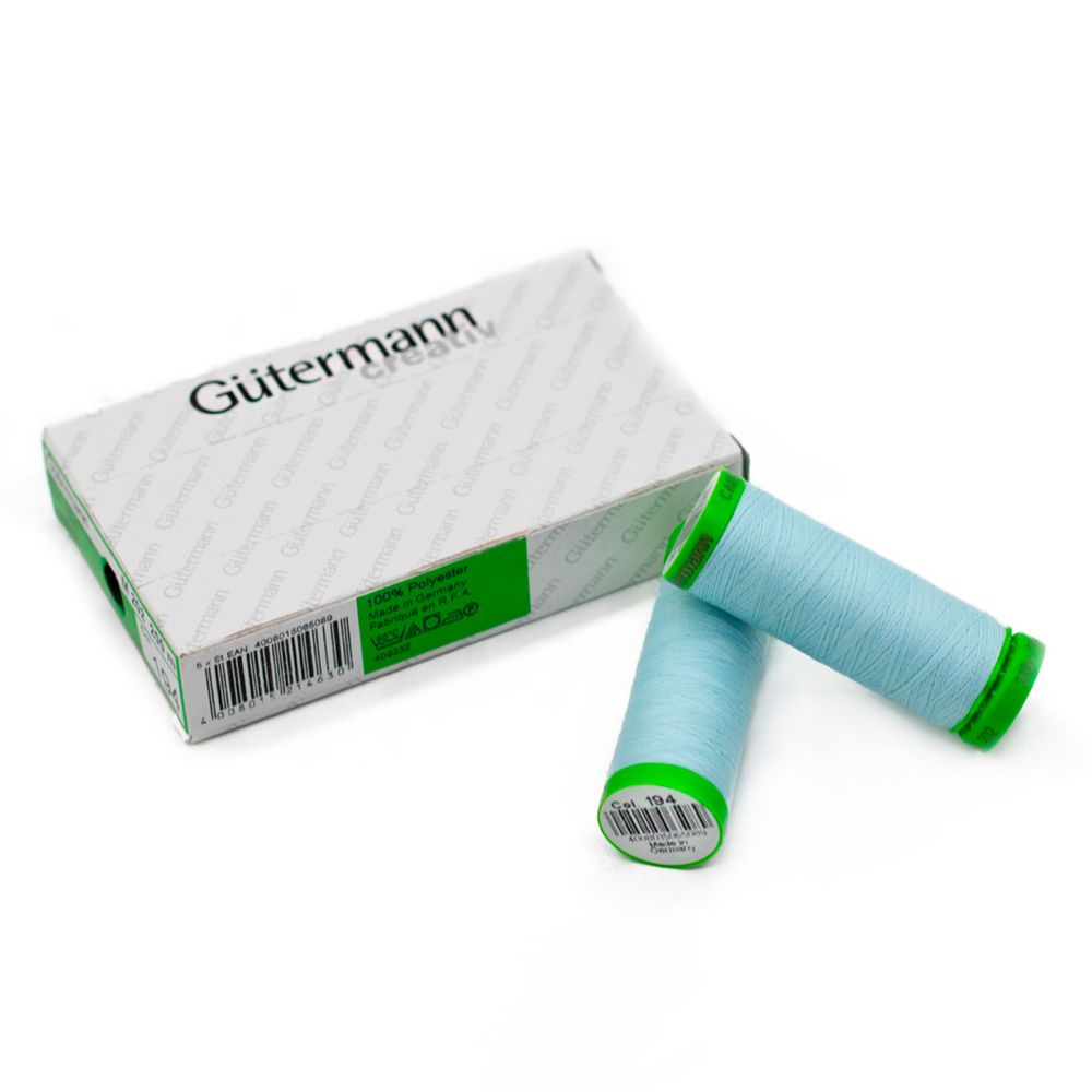 Нитки для тонких тканей Gutermann Extra Fine 150, 200м, 194 пастельно-голубой, 5 катушек