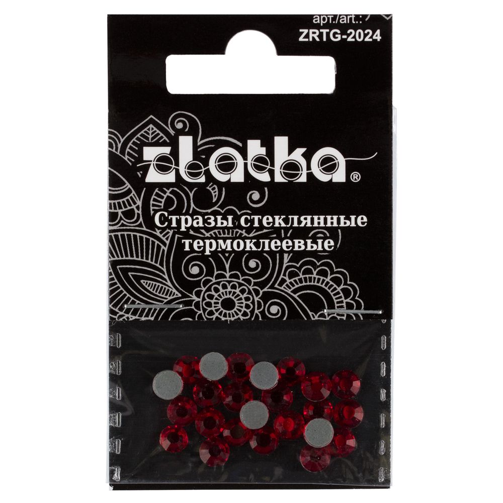 Стразы клеевые стекло 4.7 мм, 5х24 шт, SS20 №20 св.красный (Light Siam), Zlatka ZRTG-2024