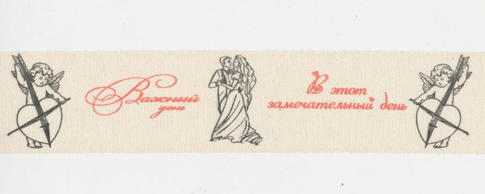 Лента хлопок с рисунком 35.0 мм / 5 шт по 3 метра, W30_065/113 Важный день, CLP-352 Gamma