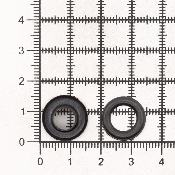 Люверсы металл ⌀_7.3 мм (внутр.), h5.41 мм (внутр.), сталь, черная резина (уп.≈100 шт) New Star