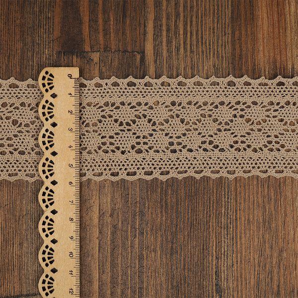 Кружево вязаное (тесьма) 60 мм / 10 метров, 3014 цв.F294 капучино, Kruzhevo