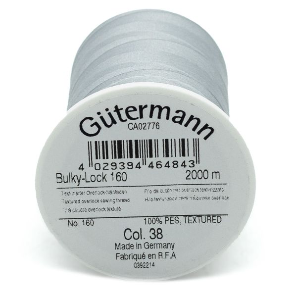 Нитка текстурированная Gutermann Bulky-Lock 160, 2000 м, 038 св.серый, 5 катушек