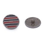 Пуговицы на ножке Твидовая 36L (23мм), металл (Blue/Red (синий/красный/серебро)), ME-651, 36 шт