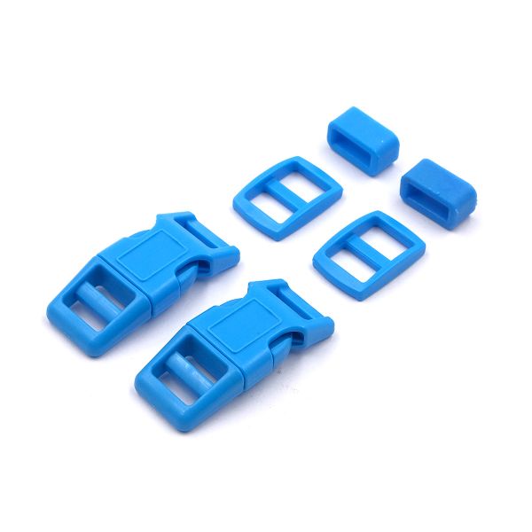 Фастекс (пряжка трезубец), рамка и рамка-регулятор 10мм, пластик, (2 компл.) Hobby&Pro, голубой, A03001037-10
