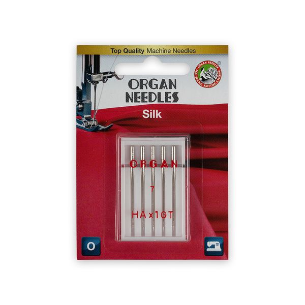 Иглы для швейных машин для шелка HAx1GT, №55, 5 игл, 5138055BL 55, ORGAN