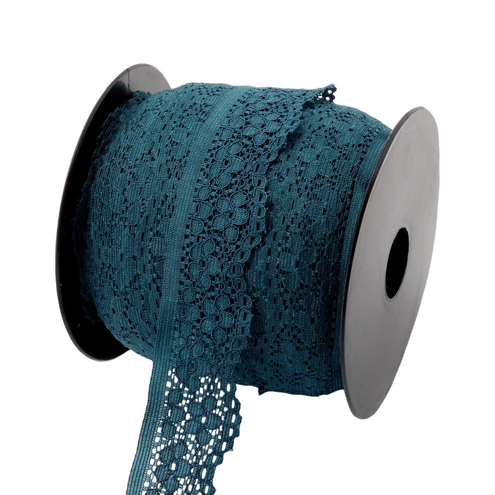 Кружево эластичное (стрейч) 25 мм / 50 метров, зеленый, К009.025