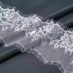 Кружево шантильи (реснички) на сетке 100 мм, белый, 3 метра, S090490