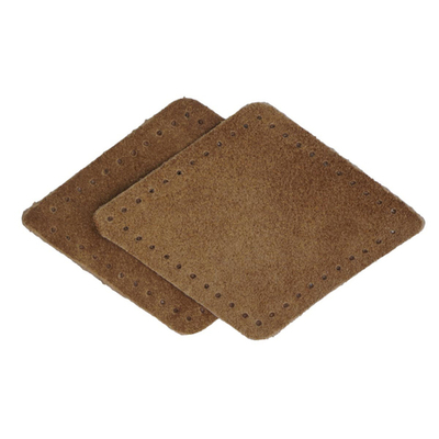 Заплатки пришивные из замши, ромб 6х8,4см с перфорацией, 2 шт, 100% кожа, 32 кэмел, 59115