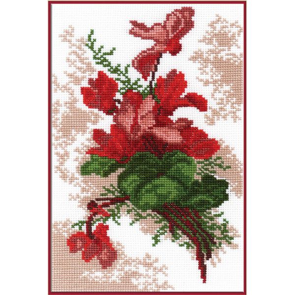 Набор для вышивания нитками РС Студия, Цикламен 14х21 см