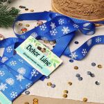 Лента репсовая (в рубчик) Снежинки, 15мм / 3м (синий)