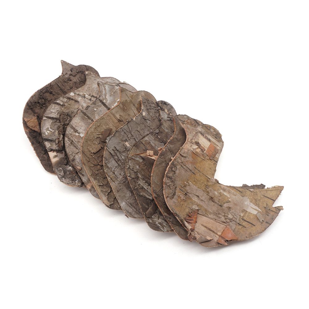 Декоративные элементы из коры дерева "Птичка", 7х5см, 6 шт, нат/дерево