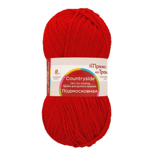 Пряжа Троицкая Подмосковная / уп.10 мот. по 100 г, 250 м, 088 красный мак