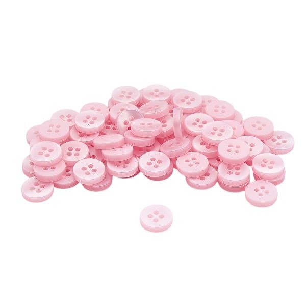 Пуговицы 4 прокола 18L (11мм), пластик (col.08 розовый), CN_2846, 72 шт