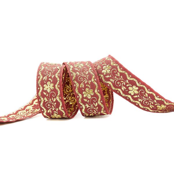 Лента (тесьма) жаккардовая 24.0 мм / 25±1 метров, с метанитом рис. 9016 (бордо) С1857Г17