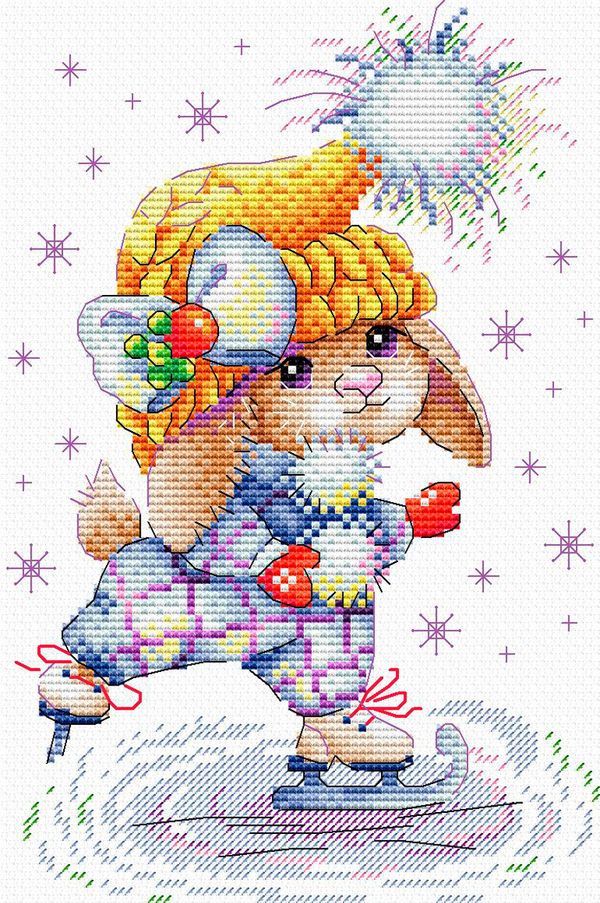 Набор для вышивания нитками МП Студия (Жар-птица), Модная фигуристка 21х14 см