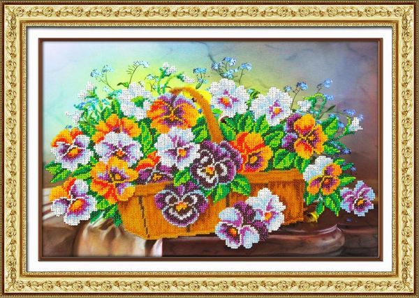 Набор для вышивания бисером Паутинка, Яблоки с виолами 38х24 см