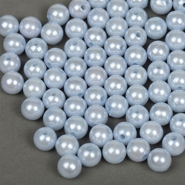 Бусины пластик (перламутр) ⌀10 мм, цв.A26 голубой, уп.500г (960 шт), Magic4Hobby