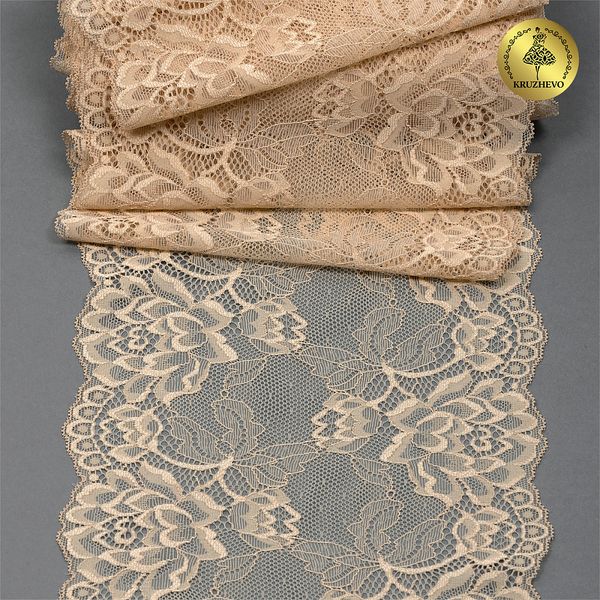 Кружево бельевое эластичное 180 мм / 25 м, цв.S180 бежевый, Kruzhevo