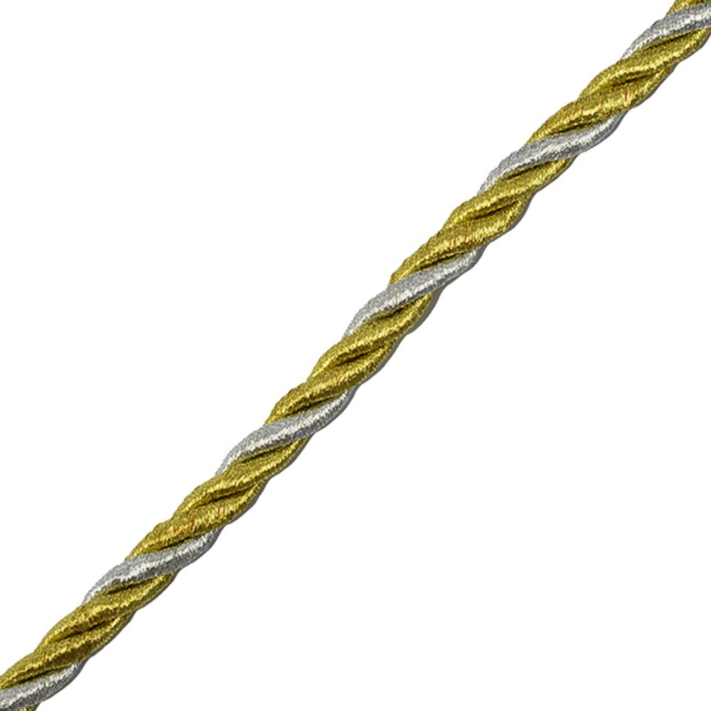 Шнур витой ⌀8.0 мм / 10 метров, серебро/золото, M10887