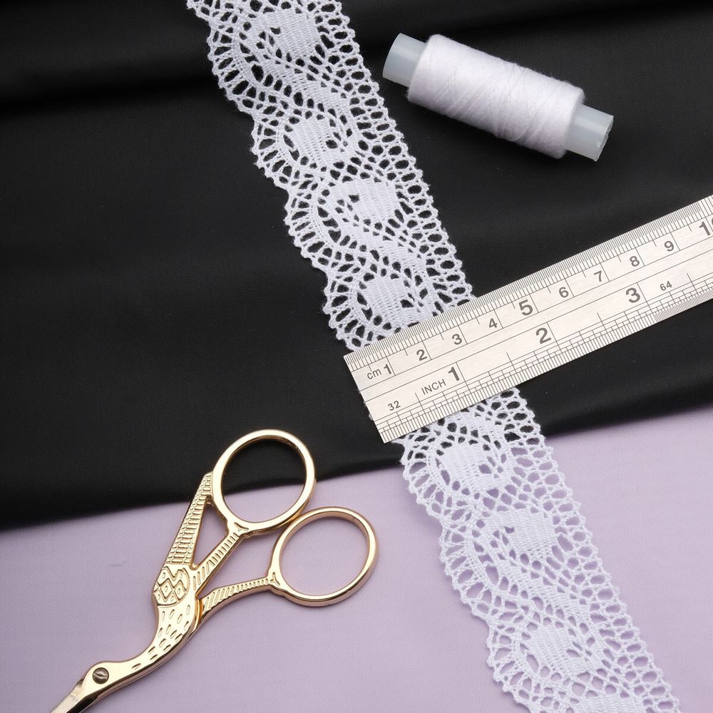 Кружево вязаное (тесьма) 35 мм / 25 м, бел, одностороннее, 485224