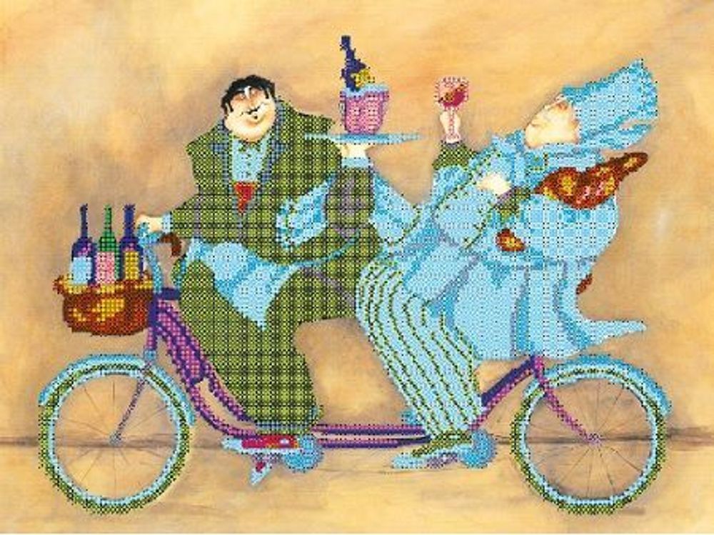 Рисунок для вышивания Alisena, Повара на велосипеде, 25х33 см